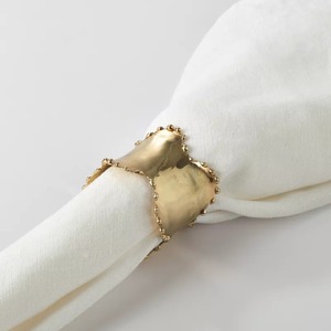 Anneau de serviette en métal doré moderne, forme de fleur sculpturale, décoration de table pour dîner de mariage - Product Image 3