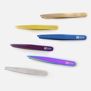 Kounain-Pince à épiler les sourcils à revêtement plasma doré, pointe inclinée, pince à épiler beauté maquillage en acier inoxydable pour femmes, prise en main parfaite - Product Image 6