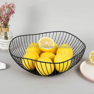 Cesta de frutas de hierro de granja rústica de 2 niveles hecha a mano redonda para cenar con diseño tradicional elegante moderno decorativo - Product Image 1