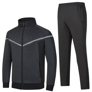 Jogging Running Casual Sport Training Polyester Athletic <b>Black</b> Set for <b>Mens</b> Two Piece Logo Custom Tracksuit - Product Image 1