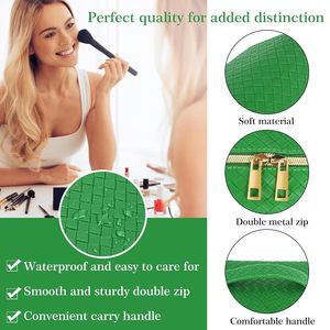 Sac de voyage cosmétique portable grande capacité en PU, résistant à l'eau, avec fermeture éclair, pour femmes, organiseur de maquillage, sac à bandoulière - Product Image 3