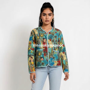 Veste artistique matelassée brodée tricotée à la main, en tissu de coton respirant, réversible, longueur standard, prix usine, collection 2026, vente chaude - Product Image 1