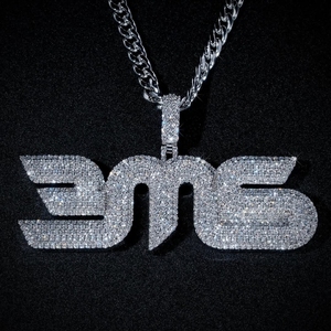 Iced Out VVS Moissanite Letter Name Pendant 925 Sterling <b>Silver</b> Custom <b>Initial</b> <b>Necklace</b> Hip Hop Jewelry Pass Diamond Tester - Product Image 1