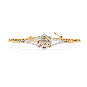 Bracelet géométrique en chevron pour femme – Diamant de laboratoire VVS DEF CVD pavé 3D en forme de pointe de flèche en or massif 9K 10K 14K 18K – Bijoux fins - Product Image 6
