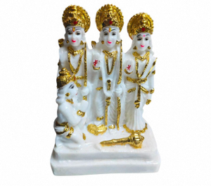 Ídolo de Ram Darbar en Oro Blanco con Hanuman, 5 Pulgadas, Acabado en Polvo de Mármol, Ram Sita Lakshman Murti para Templo, Oficina, Escritorio, Sala de Estar - Product Image 3