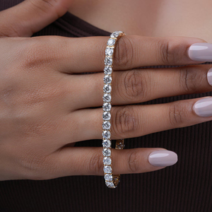 Pulsera de tenis de lujo con 30 diamantes redondos brillantes cultivados en laboratorio para mujer, certificada por IGI, oro de 14K, elegante para bodas y fiestas - Product Image 3