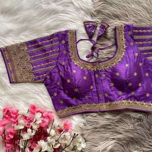 Designer Bridal Wear Heavy Embroidery Work Silk <b>Readymade</b> <b>Blouse</b> - Product Image 5