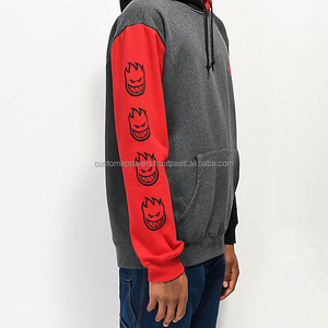 Sweat à capuche streetwear d'été pour homme, gris chiné, 100 % coton, doublure polaire, brodé, coupe-vent, écologique, avec logo personnalisé - Product Image 3