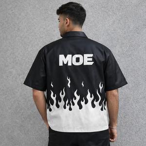 Camisas de hombre de lujo personalizadas con logo, parche, dobladillo desgastado, bordado, cuero, estilo urbano, vintage, holgadas, oversize, al por mayor - Product Image 6