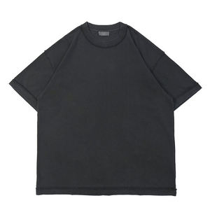 Polyester/Cotton T-Shirt <b>Half</b> <b>Sleeve</b> O-Neck Solid Color Washed Jersey Knit Casual Blank Design Oversized Fit Breathable <b>Men's</b> - Product Image 4