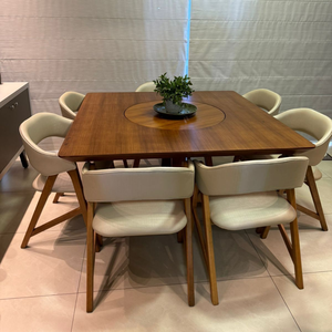 A <b>set</b> of Modern Minimalist <b>Large</b> <b>Square</b> Wooden Dining Table with Practical Turntable - Product Image 1