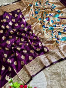 Collection Premium de Sarees en Soie Paithani avec Motif Paon, Bordure et Pallu Zari Butta & Meena Paithani - Achats en Ligne en Inde - Product Image 5