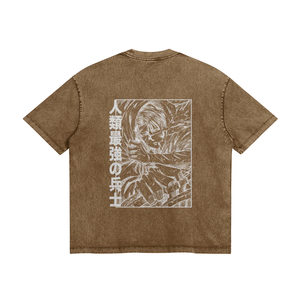 T-shirt Homme Slim Fit Délavé à l'Acide Col Rond Manches Courtes Effet Stone Washed avec Logo Avant Disponible en Plusieurs Tailles – Vente en Gros - Product Image 4