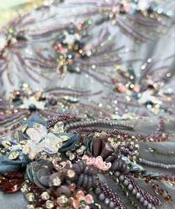 ผ้าลูกไม้ประดับตกแต่งระดับพรีเมียม พร้อมงานปักลูกปัดและเลื่อมอย่างประณีต สำหรับชุดเจ้าสาว ชุดราตรี ชุดงานเลี้ยง และงานสิ่งทอ - Product Image 2