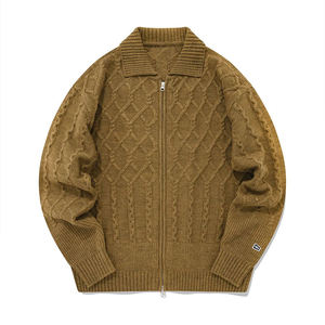 Nuevo suéter cárdigan de invierno con cremallera para hombre, de mezcla de alpaca de alta calidad, con logotipo personalizado bordado OEM. - Product Image 3