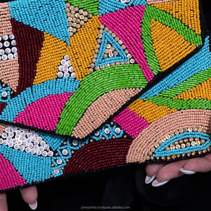 Sac à main de soirée de luxe, design personnalisé, mode, pochette multicolore à perles, bandoulière, broderie géométrique à sequins, portable, personnalisé - Product Image 3