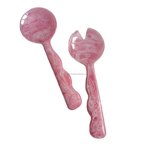 Produit phare : Ustensiles de service à salade en résine artisanale Kiswah Craft, motif tourbillon rose aqua, sans BPA, sans plomb, sans danger pour les aliments, pour la maison - Product Image 1