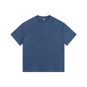 Oversized <b>T</b> <b>Shirt</b> Drop Shoulder Heavyweight Cotton Crewneck Boxy Fit Short Sleeve <b>Navy</b> <b>Blue</b> Relaxed Casual Streetwear Retailers - Product Image 5