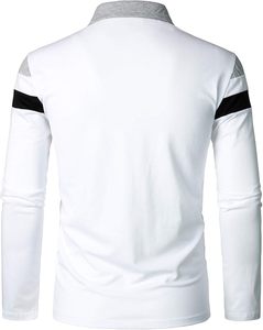 Men’s Long Sleeve Polo Shirt Casual Slim Fit Shirts Contrast Color <b>Patchwork</b> T Shirts Cotton <b>Tops</b> - Product Image 4