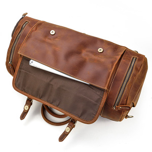 Bolsa de Viaje Rectangular de Cuero Genuino para Hombre, con Asa Superior, Cierre de Cremallera, Capacidad de 20-36L, Diseño Duradero - Product Image 5