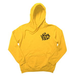 Sudadera con Capucha Amarilla para Hombre, Estampado Never Stop, Corte Regular, Informal, Tejida, Impermeable, Ecológica, con Bolsillo Frontal y Logotipo - Product Image 6