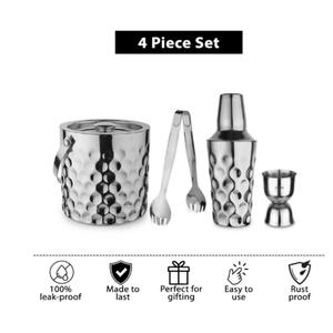 Juego de 5 Utensilios de Bar Profesionales de Acero Inoxidable Martillado con Soporte, Kit de Barman Moderno, Accesorios para Coctelería y Mixología - Product Image 6