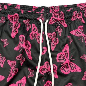 Summer Custom Logo Design Butterfly Sublimation Printing 100% Cotton <b>Mid</b> Waist Quick Dry Breathable Knee Gym Double <b>Layer</b> Shorts - Product Image 3