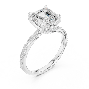 Anillo de boda con diamante natural talla Asscher certificado por GRA, elaborado en oro blanco de 14K, diseño personalizado disponible a un precio razonable. - Product Image 4