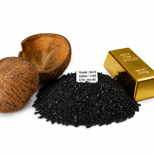 Carbón Activado de Cáscara de Coco 1150 IV 99% Pureza Grado 6x12 Gránulos para Recuperación de Oro CIP CIL CIC Fabricante de Equipos para Minería de Oro - Product Image 1