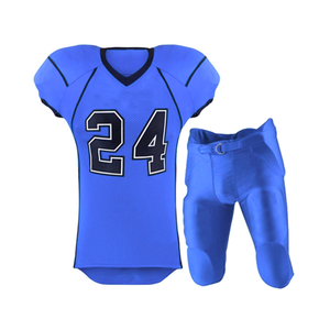 Custom Unisex American Football Jersey V-Neck Short Sleeve Sublimated 100% Polyester Moisture Wicking White Navy Trim Number 24 - Product Image 5