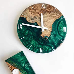 Horloge en bois et résine artisanale de luxe Pophorizon, taille et couleur personnalisées, horloge de table en bois d'olivier, horloge murale en bois époxy - Product Image 6