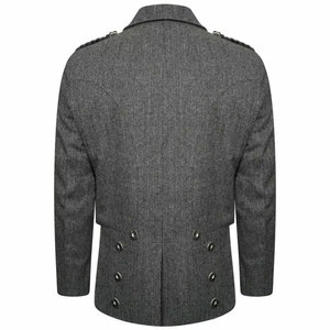 Veste Prince Charlie en laine tweed noire enduite pour homme, collection hiver 2026, avec gilet – Idéale pour mariage – Nouveauté très demandée - Product Image 2