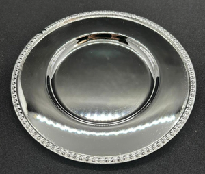 Platos de lujo plateados para bodas, decorativos, de metal con borde dorado y cuentas, para mesa, venta al por mayor, vajilla para eventos, bandeja de servicio - Product Image 5