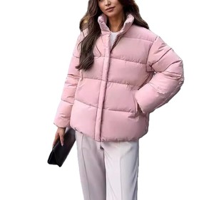 Blouson d'hiver matelassé pour femme, style coréen, col montant, fermeture éclair, épais, prix usine Chine-Bangladesh - Product Image 1