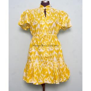 Vestido corto elegante de algodón hecho a mano en India, con estampado floral, ideal para fiestas, regalo para novias, personalizado, vestido de moda para mujer, procedente de la India. - Product Image 2