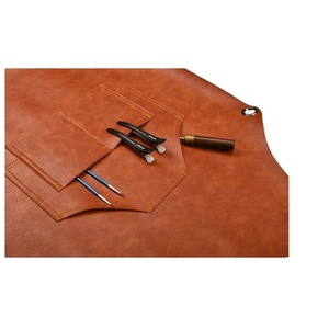 Tablier unisexe à bretelles en cuir réglables, Logo personnalisé, pour atelier, BBQ, cuisine, unisexe - Product Image 4