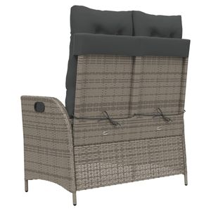Banco de patio reclinable de ratán polivinílico gris con cojines - Product Image 5