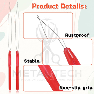 Colorful Hair Extension Loop <b>Needle</b> Wire <b>Threader</b> Pulling Hook Set for Micro Link Ring Beads Application Wholesale Pack - Product Image 3