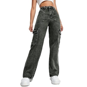 Jeans de Mezclilla Gris de Cintura Alta, Estilo Retro Vintage, Corte Holgado, Ecológicos, Transpirables, con 6 Bolsillos, Moda Urbana, Tallas 26-40 - Product Image 1