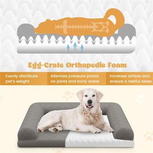 "Grey Egg Foam 36" Dog <b>Crate</b> Bed with 3 Side Bolster & Removable Washable Cover for Pets" - Product Image 4