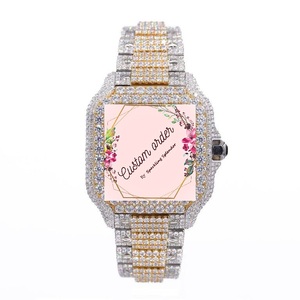 Reloj de lujo de doble tono personalizado con moissanita VVS automático, de acero inoxidable, analógico, con diamantes, para hombre y mujer, para fiestas y ocasiones especiales. - Product Image 1