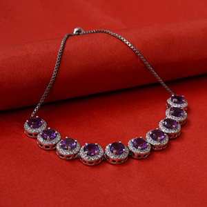 925 Sterling Silver <b>Amethyst</b> Fine <b>Bracelet</b> for Women Adjustable Jewelry Fashionable Classic Style Anniversary Party Gift Product - Product Image 1