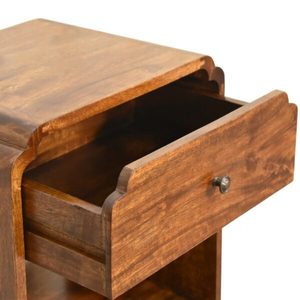 Mesita de Noche Moderna de Madera de Caoba Maciza con Cajón y Estante Abierto para Dormitorio - Product Image 4