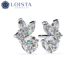 On Sale Luxury Lab Grown Diamond Earrings GOLD With Lab Grown Fine Jewelry Square Cluster Lab Grown Diamond <b>Studs</b> <b>Men</b> Earring - Product Image 1