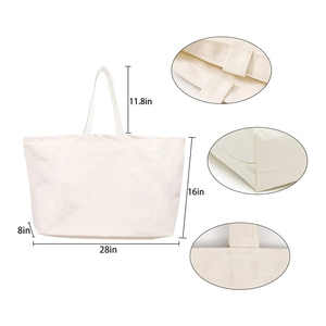 Sac fourre-tout en toile de coton épaisse, réutilisable, pour le shopping, avec personnalisation de marque, vente en gros - Product Image 6