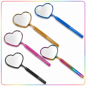 Heart Shape Handheld Stainless Steel Frame <b>Makeup</b> <b>Mirror</b> with 3X Magnification Personalized Design Single-Sided All Colors - Product Image 1