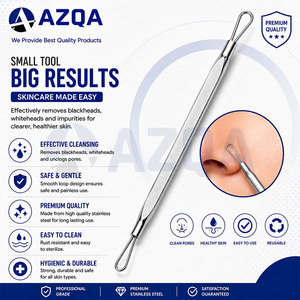 Stainless Steel Double Sided Comedone <b>Removal</b> Tool With Wire Loop Ends And Textured Non Slip Grip For Facial Skincare - Product Image 2