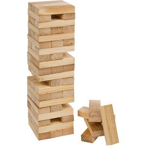 Jeu de tour de blocs en bois Jenga, blocs carrés durables, jeu de société familial amusant, 2 joueurs, défi de dextérité - Product Image 1