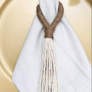 Ensemble d'anneaux de serviette en macramé |   Anneau de serviette rustique en macramé |   Anneau de serviette en jute |   Porte-serviettes bohème |   Anneaux de serviette pour mariage - Product Image 1