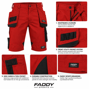 กางเกงขาสั้นทำงานแบบหลายกระเป๋า ทนทาน สำหรับผู้ชาย - Product Image 5